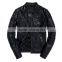 Classic real hero collarless round neck biker waterproof leather men jacket