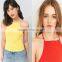 2017 women's best black ribbed sleeveless halter T-back high neck cami tops