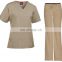 Durable hospital white design nurse uniform / V-Neck designer medical scrubs