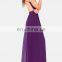 CHEFON Backless purple chiffon maxi dresses long open back CLD0036