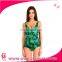 Wholesale One Piece green leaves Digital Print Mature Women Swimsuits