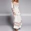 Women maxi long sleeve embroidered chic wholesale bohemian dress