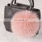 Colorful and fluffy real fox fur pompon ball key chain