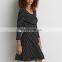 Stripe women long t-shirt dress/Stretchy black White Stripe Casual T shirt Dress