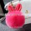 Fluffy pom pom keyring artificial fur rabbit ear fur ball keychain