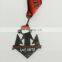 Black nickel Plating medal with custom wording logo and custom medal ribbon for sport events