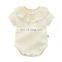 Short Sleeve Cotton Ruffled Neckline Baby Romper Clothes for Newborn Infant with Button Summer for Girl
