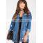 Women's mid long Hollow out hole trench Jean Jacket