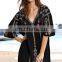 2019 Black Bohemian Embroidered Summer Beach Wear Cover-ups Cotton Tunic Women Sexy Mini Dress Swimsuit Cover Up Sarongs