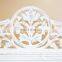 Lotus Antique White 4 Panel folding Screen 72x80 carved on both sides Handcrafted Wood Room Divider