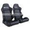 Universal New Pair Black Suede Red Stitch Car Racing Seats JBR1035 With Double Slider
