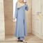 BS-FC1962 Women's Long Sleeve 2 Piece Maxi Dress Muslim Abaya Robe Plain Simple Modern Islamic Arabic Style Casual Dress