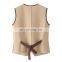 Custom Button Waistcoat Women Sleeveless Solid Pattern Cardigan Vest Woolen Fabric Single Breasted Closure Front Back Pocket