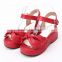 Beauty cute 5.5 CM heel red black white 3 color bow kawai fancy Lolita casual summer shoes for girls