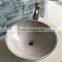 Natural Polished Wooden Vein Marble Round Bathroom Sink
