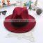 2015 Hot 5colors Adjusted ladies wool felt hat wide brim fedora hat European Style wool felt Fedora