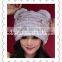 2015 Korean style lovely rabbit fur winter beanie animal ear hat for young girls