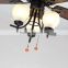 Hand Pull UL Ceiling Fan With Three Light 5 Wooden Blades