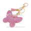 Fashion Jewelry Cute Animal Key Chain Rhinestone Inlaid Leather Butterfly Key rings