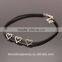 Silver Heart With Black PU Leather Pendant Necklace For Women