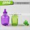 Hot Sale!!!colorful violet glass bottles fancy perfume square glass dropper bottle