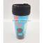 400ML Double Wall Plastic Coffee Mug , Promotion Gift Kids Travel Mug With DIY Paper Card