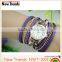 2015 fashion new design multilayer leather bracelet watch