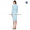Long sleeve mid length jackets ribbon tie belted waist pencil skirt pictures of business suit for women                        
                                                Quality Choice