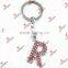 Pink Enamel Alphabet F Metal Keychain with Crystal (KR15121424)