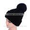 Colorful Solid Warm Woolen Cotton Beanie With Removable Top Ball