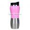Car Water Bottle 450ml Travel Mug Stainless Steel Peanut Water Bottle with Plastic Lid and Glass Gripper