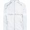 100% Polyester All Over Print Reflective Trim White Hooded Sports Jacket Mens With Mesh Lining Inside Simple Long Sleeves