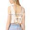 2017 OEM Girls Charming Bow Shoulder Harness Crop Cute Blouses