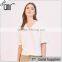 Women's loose fit V neck press studs on short slited sleeves tank blouse