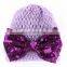 2017 new fashion Printed knitted children's baby hat Sequined bow hollow hat