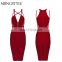 latest new woman sleeveless sexy deep V dinner dress , wholesale midi middle aged women fashion dress