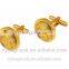 high quality round shape gold cufflinks with logo