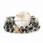FULL-0340 Black and white raw stone with diamond pave beads bracelet,Diamond bead bracelet