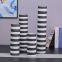 Black And White Stripe Cylinder Brush Pot Nordic Style Ceramic Vase Storage Canister Decoration