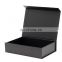 Wholesale luxury cardboard black shallow foldable hamper gift presentation box with ribbon wholesale