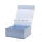Powder blue color folding box with ribbon slots luxury package for wedding gift bridal bridesmaids gift packing box with logo