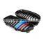 car front grille for BMW four door three series 2008-2011 E90 single line model Bright black tricolor strip dumb black