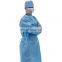 Disposable hospital factory non woven isolation gown white blue shoe visit gowns with ISO 13485