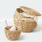 Hot Product 100% natural material water hyacinth Round Wicker Storage Basket With Lid High Quality vietnam cheap wholesale