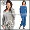 Fashion Cut Off Women Off Shoulder Tribal Print Hoodie with Front Pocket