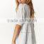 Autumn Half Sleeve 100% Cotton White Sheer Lace Tops with Embroidery Details