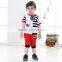 2015 New Arrival Summer Baby Boys Short Sleeve T-shirt Suits Kids Casual Stripe 2 Pcs Outfits