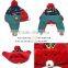 Fashion Warm Crown Fleece Bear Knitted Pom Pom Kids Earflap Hat