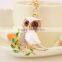 Cute Owl Branch White Crystal Charm Purse Handbag Car Key Keyring Keychain Gift