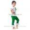 2016 wholesale low moq kids clothes cotton t shirt baby girls outfit boutique kids clothing Summer green pants                        
                                                                                Supplier's Choice